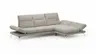 Ecksofa Elena - 2-Sitzer mit Longchair rechts, Kopfteil/Armlehne verstellbar, Stoff, Silbergrau