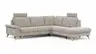 Ecksofa Tulsa KS - 2,5-Sitzer, Spitzecke und 1,5-Sitzer mit Anstellhocker aufklappbar rechts, inkl. Kopfstütze, AL verstellbar und Schlaffunktion, Stoff, Graubeige