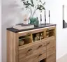 Highboard - mit Beleuchtung, B ca. 128 cm, Eiche Nachbildung, Eiche dunkel Nachbildung