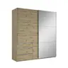 Schwebetürenschrank- B 200 cm, Eiche Dekor, Spiegel