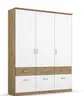 Drehtürenschrank ROYAN- B ca. 136 cm, Eiche Dekor, Weiß