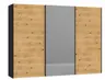 Schwebetürenschrank JOIN IT- B ac. 303 cm., Schwarz, Eiche, Furniert, Spiegel, Dunkel