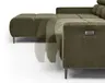 Ecksofa - Longchair links mit 2-Sizer, Sitztiefe verstellbar motorisch/Kopfteil verstellbar, Stoff, Dunkelgrün