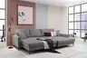 Ecksofa - 3-Sitzer mit Longchair rechts, Schlaffunktion, Stoff, Grau