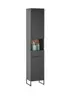 Hochschrank- B ca. 38 cm,  Schwarz Matt, Eiche Dekor