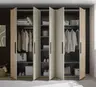 Drehtürenschrank - B. ca. 250,4 cm, Außentüren Holzdekor, Mitteltüren Beige
