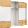 Schwebetürenschrank Colorado - B ca. 307 cm, Eichenfurnier mit Glas weiss