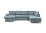 Wohnlandschaft - Longchair links mit 2-Sitzer und Ecke rechts, Stoff, Azur