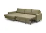 Ecksofa - Longchair links mit 3-Sitzer, Schlaffunktion, Stoff, Olive