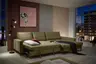 Ecksofa - 3-Sitzer mit Longchair rechts, Schlaffunktion, Stoff, Olive