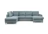 Wohnlandschaft - Ecke links mit 2-Sitzer und Longchair rechts, Stoff, Azur