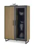 Vitrine- Eiche Dekor, Schwarz, Glas