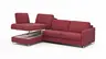 Ecksofa Nuoro - Longchair links mit 2-Sitzer inkl. Schlaffunktion und Bettkasten, Stoff, Rubin