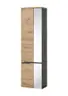 Hochschrank- B ca. 50 cm, Dunkelgrau, Eiche Dekor, Spiegel