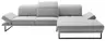 Ecksofa - 2-Sitzer mit Longchair rechts, Kopfteil/Sitztiefe/Armlehne verstellbar, Stoff, Hellgrau