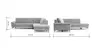 Ecksofa Tulsa KS - 2,5-Sitzer, Spitzecke und 1,5-Sitzer mit Anstellhocker rechts, Leder, Graubeige