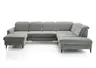 Wohnlandschaft - Longchair links mit 2,5-Sitzer und Ecke rechts, Sitztiefe verstellbar, Stoff, Grau