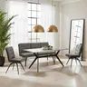 Esstisch Paccino I T - LB ca. 180x90 cm, Marmoroptik grau, Schwarz