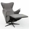 Relaxsessel Follina - Relaxfunktion (motorisch), Leder, Stoff, Grau