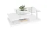 Couchtisch - LB ca. 110x60 cm, Glas, Edelstahloptik, Weiß Hochglanz