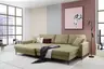 Ecksofa - Longchair links mit 3-Sitzer, Schlaffunktion, Stoff, Olive