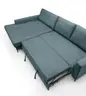 Ecksofa - Longchair links mit 3-Sitzer, Schlaffunktion, Stoff, Azur