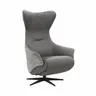 Relaxsessel Follina - Relaxfunktion (motorisch), Leder, Stoff, Grau