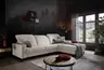Ecksofa - CALM FLEX 2.0, 3-Sitzer mit Longchari rechts, Kopfteil verstellbar, Stoff, Weiß