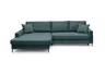 Ecksofa - Longchair links mit 3-Sitzer, Schlaffunktion, Stoff, Azur