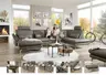 Wohnlandschaft - Longchair links mit 2,5-Sitzer und Ecke rechts, Leder, Dunkelgrau