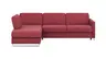Ecksofa Nuoro - Longchair links mit 2-Sitzer inkl. Schlaffunktion und Bettkasten, Stoff, Rubin