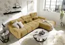 Ecksofa - 2-Sitzer mit Longchair rechts, Sitztiefe verstellbar motorisch/Kopfteil verstellbar, Stoff, Senfgelb