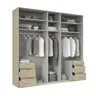 Drehtürenschrank- B ca. 250 cm, Eiche Dekor, Weiß, Spiegel