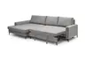 Ecksofa - Longchair links mit 3-Sitzer, Schlaffunktion, Stoff, Eisengrau