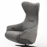 Relaxsessel Follina - Relaxfunktion (motorisch), Leder, Stoff, Grau