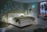 Boxspringbett HINDA- Liegefläche ca. 180x200 cm, Stoff, Hellgrau, Bonell, Inkl. Topper