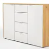 Kommode Colorado Beimöbel - BHT ca. 138x87x43 cm, Glas weiß mit Eiche furniert