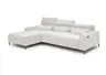 Ecksofa - Longchair links mit 2-Sizer, Sitztiefe verstellbar motorisch/Kopfteil verstellbar, Stoff, Creme