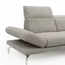 Ecksofa Elena - 2-Sitzer mit Longchair rechts, Kopfteil/Armlehne verstellbar, Stoff, Silbergrau
