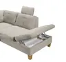 Wohnlandschaft - Ecke links, 2-Sitzer, Longchair rechts inkl. Schlaffunktion mit Bettkasten, Stoff, Hellgrau