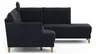 Sofa Stamford - 3,5-Sitzer, Bogen links mit Ecksofa 2-sitzig und Abschlusshocker Rechts, inkl. Armlehne verstellbar und Kopfstütze, Stoff, Dunkelblau