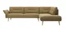 Ecksofa Stina - 3-Sitzer mit Ecke rechts, Armlehne verstellbar, Stoff, Curry