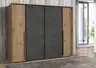 Schwebe-/Drehtürenschrank FAHDA - B. ca. 270 cm, mit Passepartout, mit Dämpfungsbeschlägen, Eiche Artisan Dekor, Betonoptik