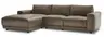Ecksofa Balok - Longchair groß links mit 2,5-Sitzer, Leder, Braungrün