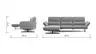 Ecksofa  Alexander - Longchair links mit 3-Sitzer inkl. Kopfstütze/Armlehne verstellbar, Stoff, Dunkelgrau