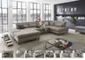 Wohnlandschaft - Longchair links mit 2,5-Sitzer und Ecke rechts, Sitztiefe verstellbar, Stoff, Granit