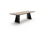 Esstisch 3100 - LB ca. 220x100 cm, Nussbaum Massiv, Stahlwange geneigt, Schwarz