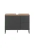 Waschebeckenunterschrank- B ca. 80 cm, Schwarz Matt, Eiche Dekor