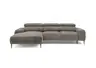 Ecksofa - Longchair links mit 2-Sitzer, Sitzvorzug motorisch, Kopfteil verstellbar, Stoff, Sand