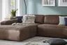 Ecksofa Denver - Longchair links mit 2,5-Sitzer, Leder, Braun